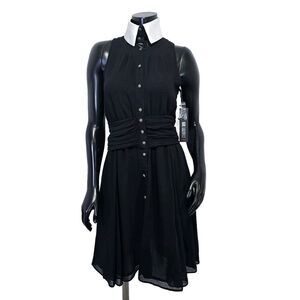 Karl Lagerfeld for‎ Impulse 2 Black Gauze Knit Button Front Sleeveless Dress